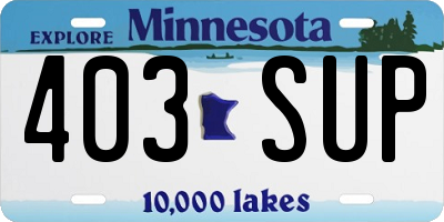 MN license plate 403SUP