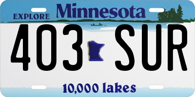 MN license plate 403SUR