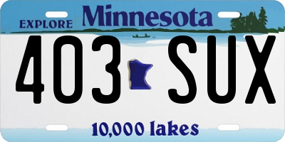 MN license plate 403SUX
