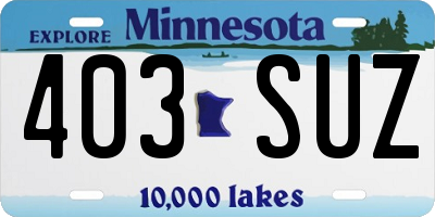 MN license plate 403SUZ