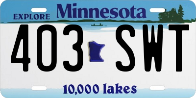MN license plate 403SWT