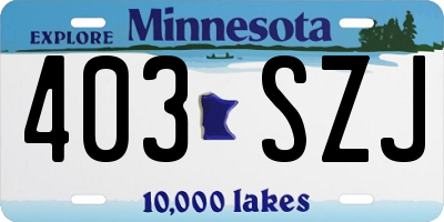 MN license plate 403SZJ