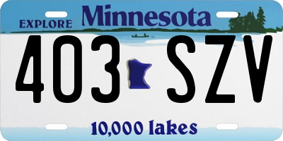 MN license plate 403SZV