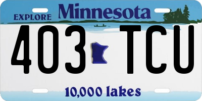 MN license plate 403TCU