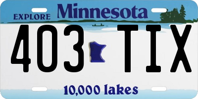 MN license plate 403TIX