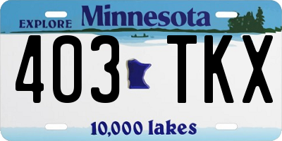 MN license plate 403TKX