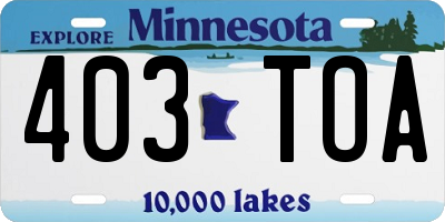 MN license plate 403TOA