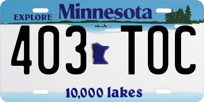 MN license plate 403TOC