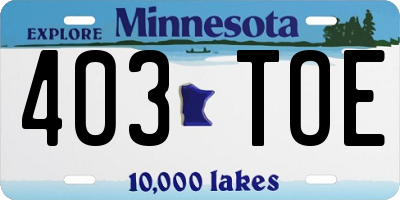 MN license plate 403TOE