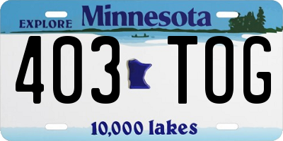 MN license plate 403TOG