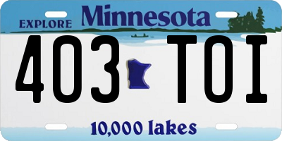 MN license plate 403TOI
