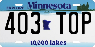 MN license plate 403TOP