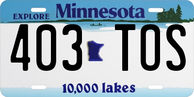 MN license plate 403TOS