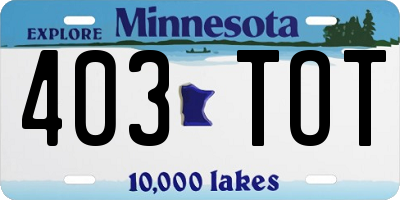 MN license plate 403TOT