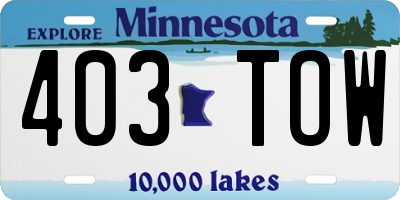 MN license plate 403TOW
