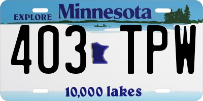 MN license plate 403TPW