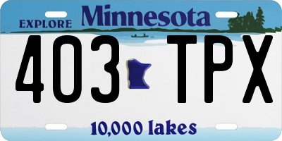 MN license plate 403TPX