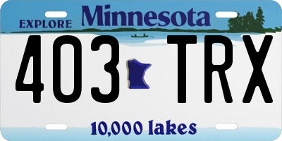 MN license plate 403TRX