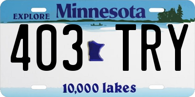 MN license plate 403TRY