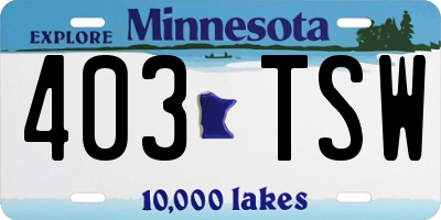 MN license plate 403TSW