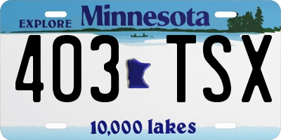 MN license plate 403TSX