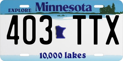 MN license plate 403TTX
