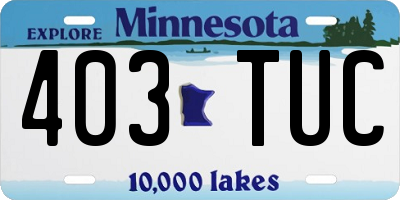 MN license plate 403TUC