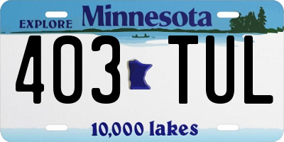 MN license plate 403TUL