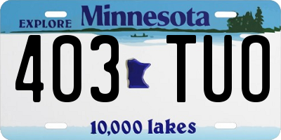 MN license plate 403TUO