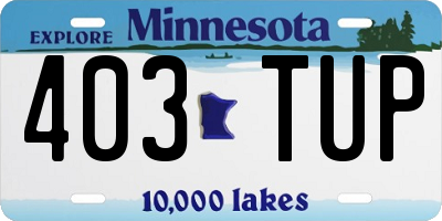 MN license plate 403TUP