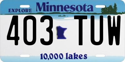 MN license plate 403TUW