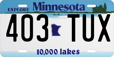 MN license plate 403TUX