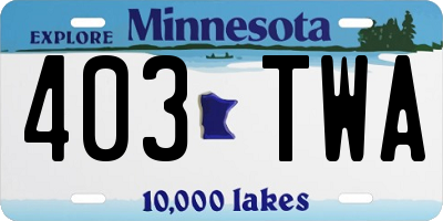 MN license plate 403TWA