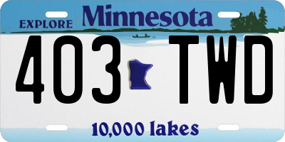 MN license plate 403TWD