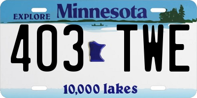 MN license plate 403TWE
