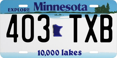 MN license plate 403TXB