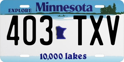 MN license plate 403TXV