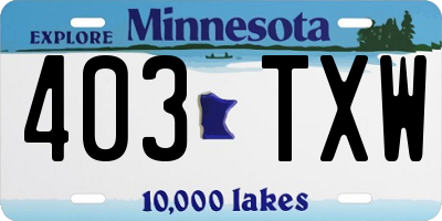 MN license plate 403TXW