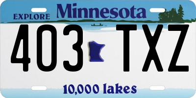 MN license plate 403TXZ