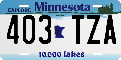 MN license plate 403TZA