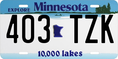 MN license plate 403TZK