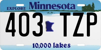 MN license plate 403TZP
