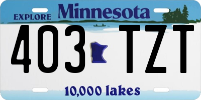 MN license plate 403TZT