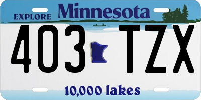 MN license plate 403TZX