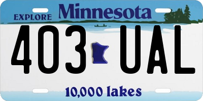 MN license plate 403UAL
