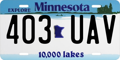 MN license plate 403UAV