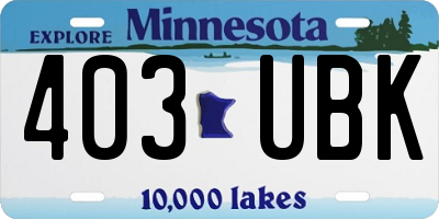 MN license plate 403UBK