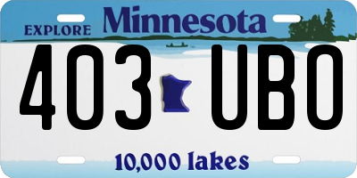 MN license plate 403UBO