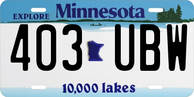 MN license plate 403UBW