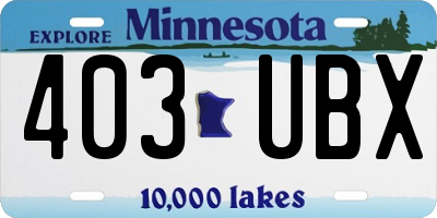 MN license plate 403UBX